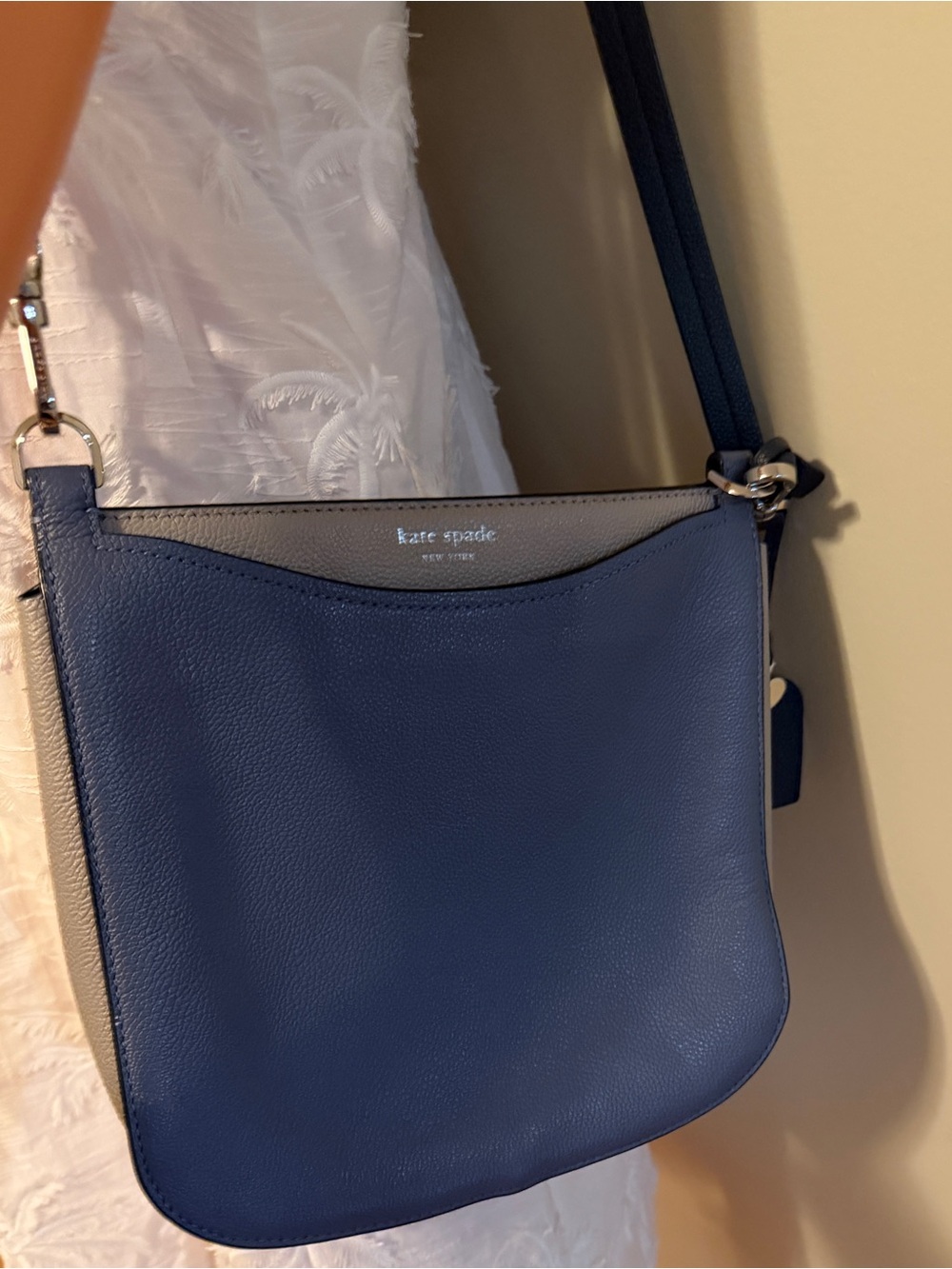 kate spade blue and gray leather crossbody bag